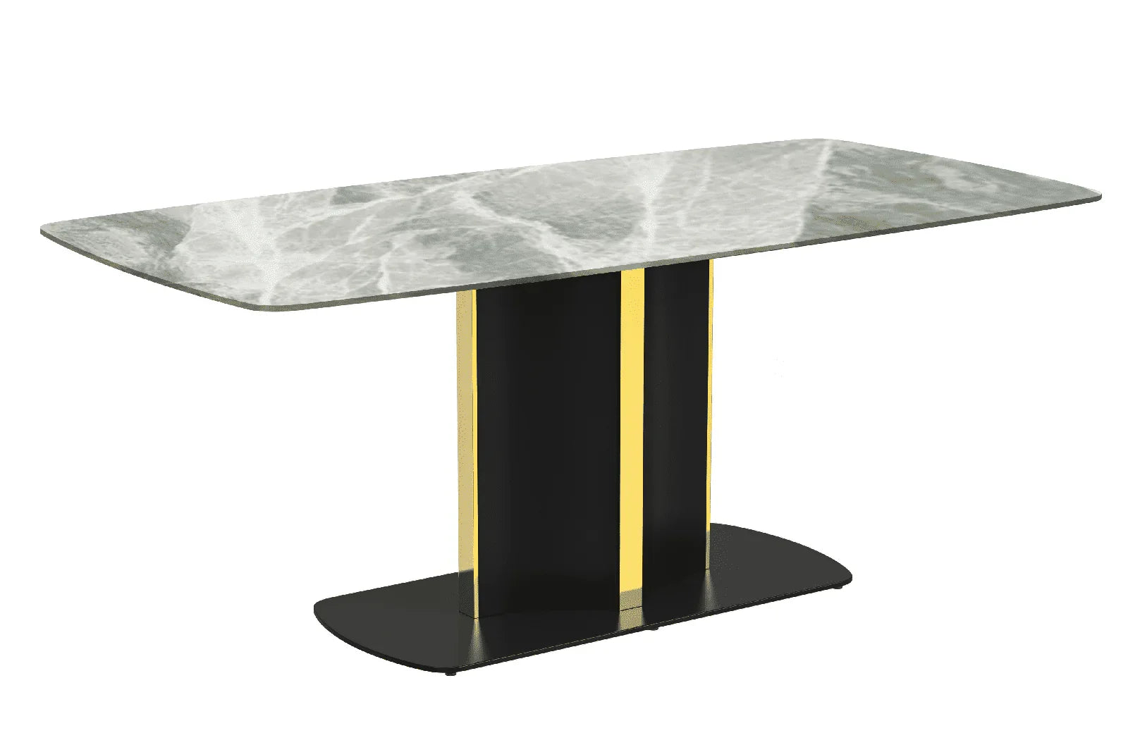 Sylva Rectangular Dining Table with Glass/Sintered Stone Tabletop in Gold Steel - Elax Furniture