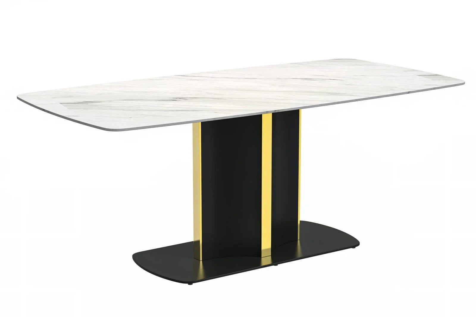 Sylva Rectangular Dining Table with Glass/Sintered Stone Tabletop in Gold Steel - Elax Furniture