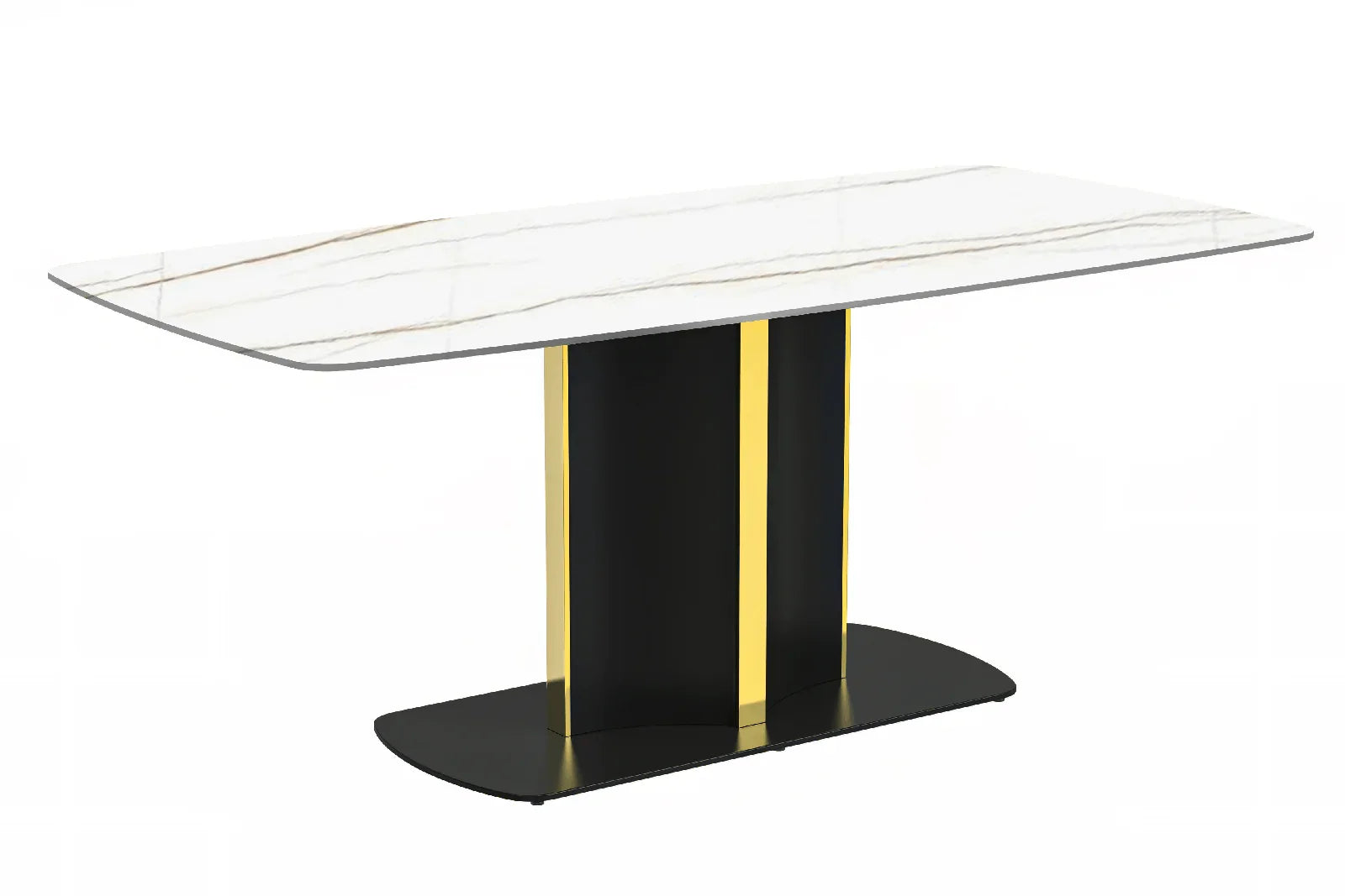 Sylva Rectangular Dining Table with Glass/Sintered Stone Tabletop in Gold Steel - Elax Furniture