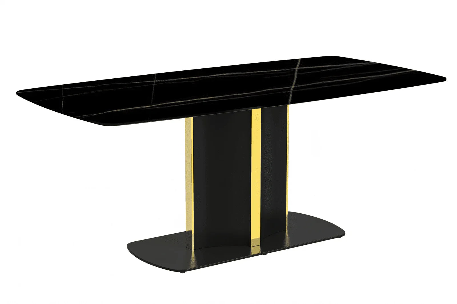 Sylva Rectangular Dining Table with Glass/Sintered Stone Tabletop in Gold Steel - Elax Furniture
