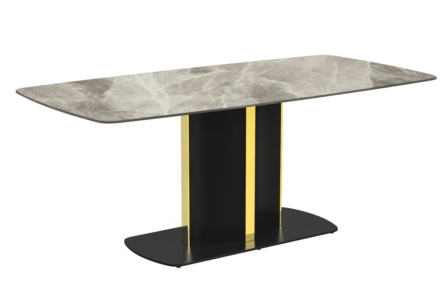 Sylva Rectangular Dining Table with Glass/Sintered Stone Tabletop in Gold Steel - Elax Furniture