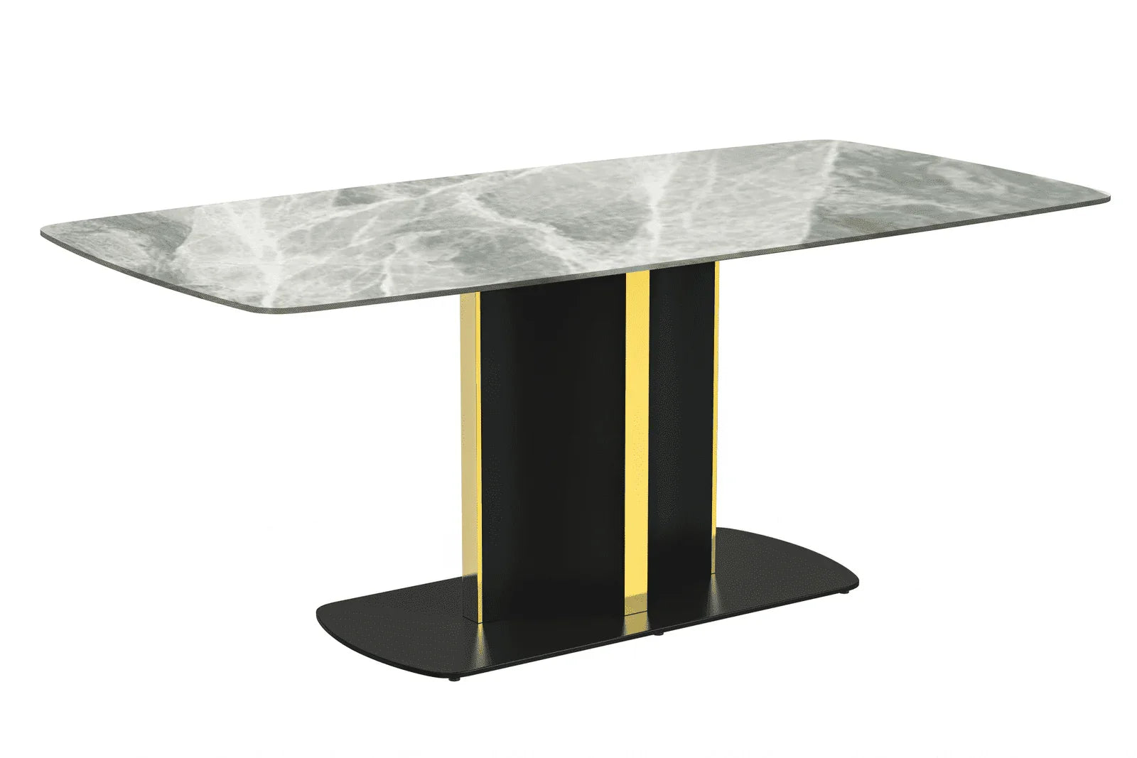 Sylva Rectangular Dining Table with Glass/Sintered Stone Tabletop in Gold Steel - Elax Furniture