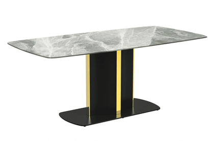 Sylva Rectangular Dining Table with Glass/Sintered Stone Tabletop in Gold Steel - Elax Furniture