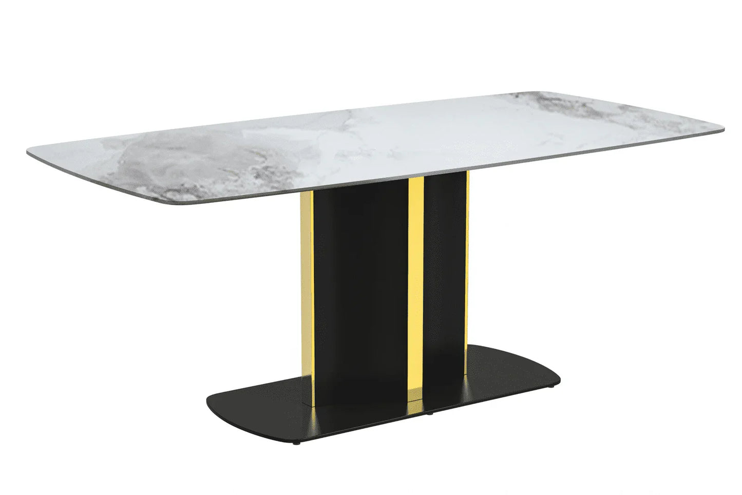 Sylva Rectangular Dining Table with Glass/Sintered Stone Tabletop in Gold Steel - Elax Furniture