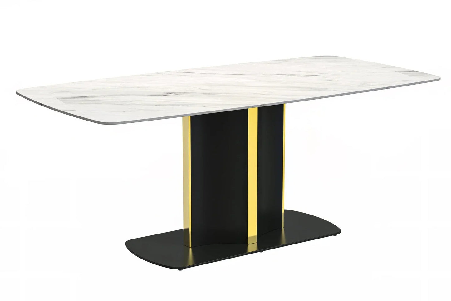 Sylva Rectangular Dining Table with Glass/Sintered Stone Tabletop in Gold Steel - Elax Furniture