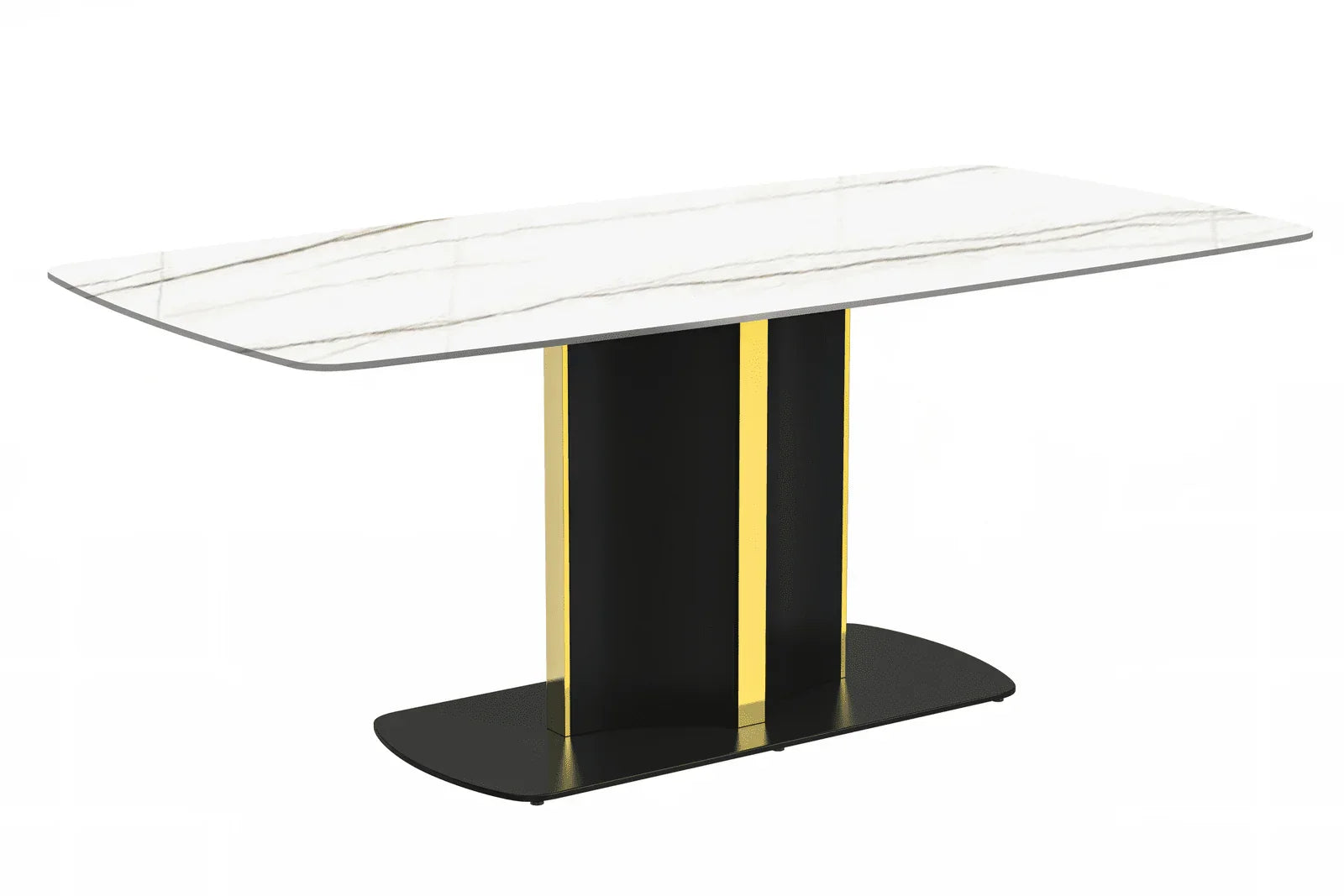 Sylva Rectangular Dining Table with Glass/Sintered Stone Tabletop in Gold Steel - Elax Furniture