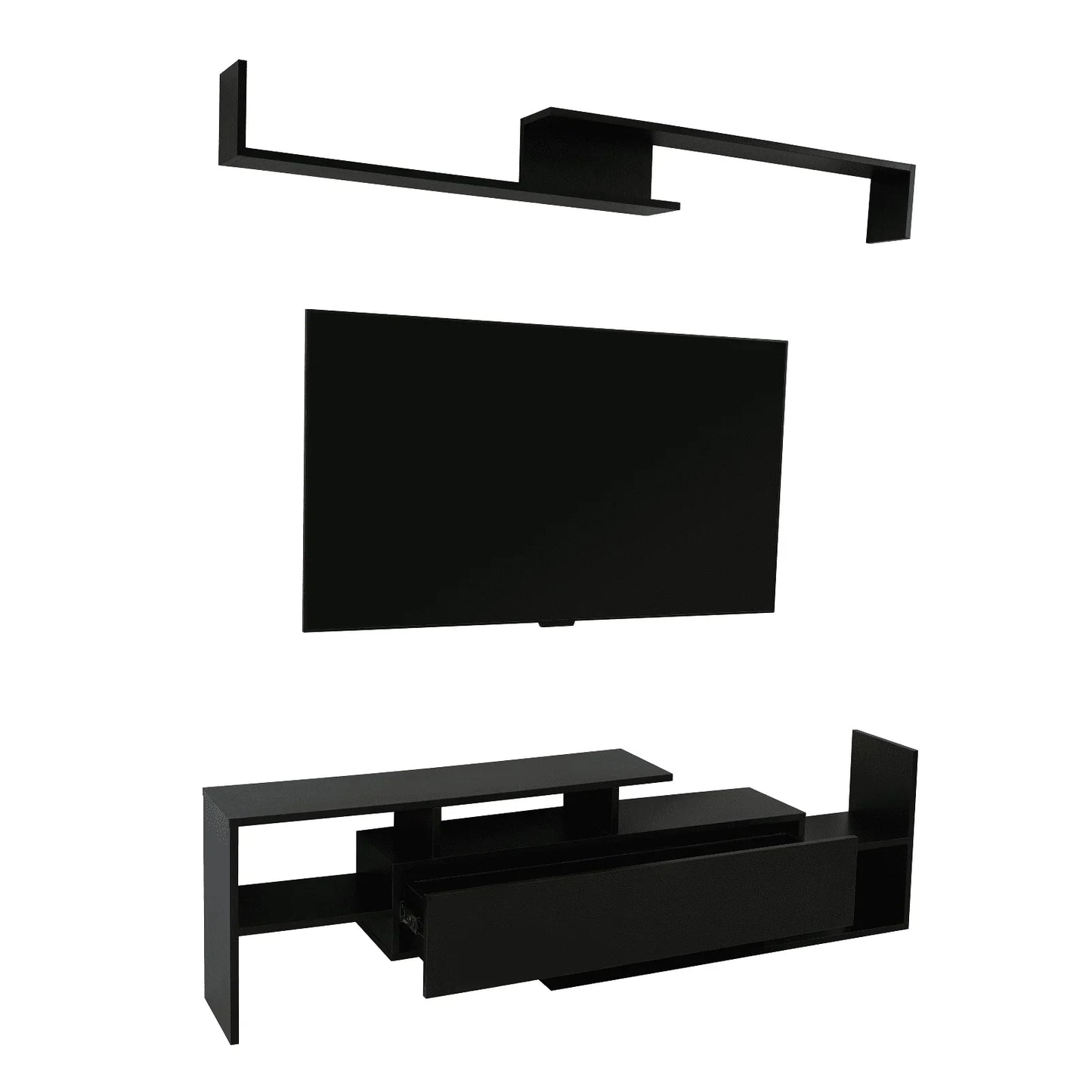 Surrey Modern TV Stand with MDF Shelves and Bookcase for Living Room - Elax Furniture