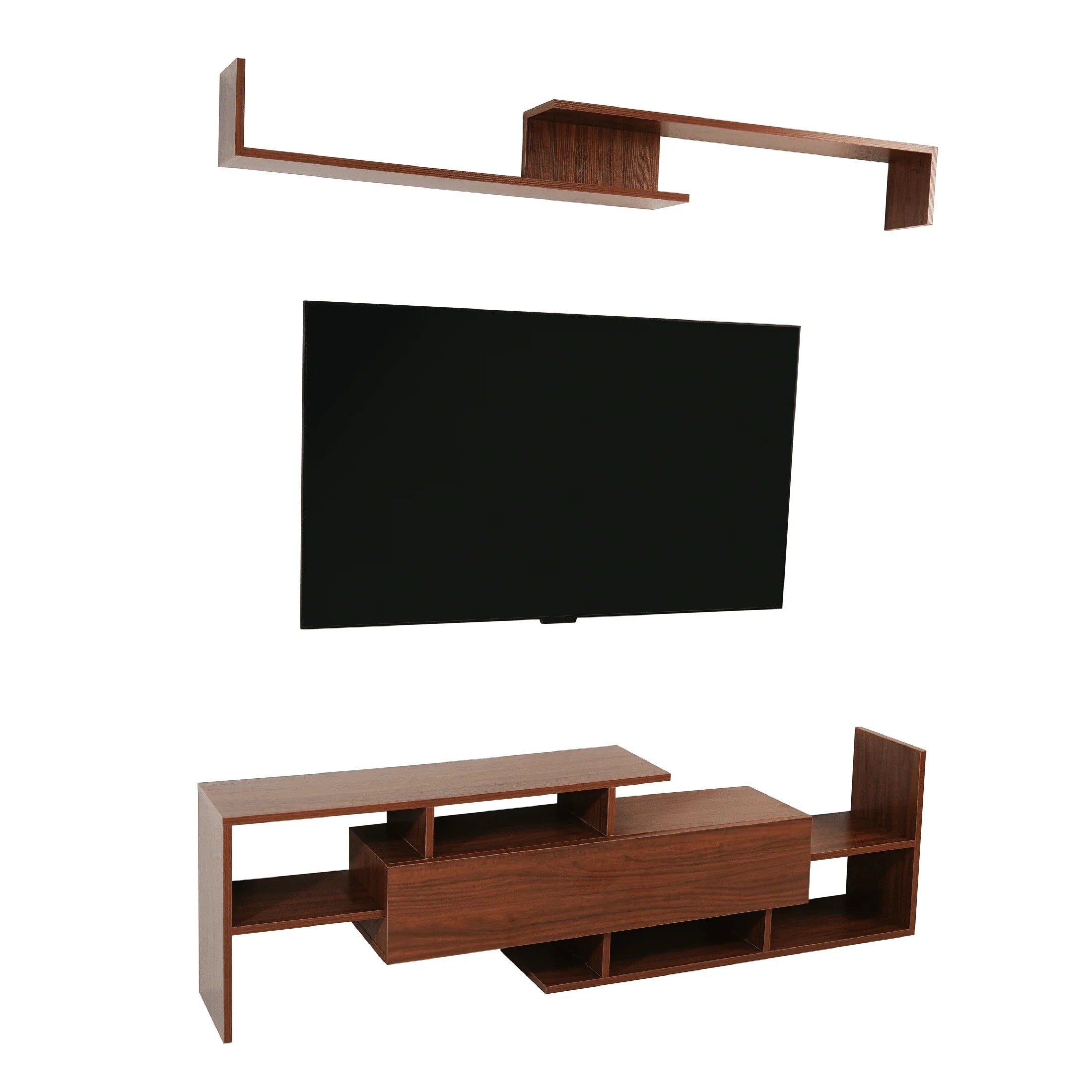 Surrey Modern TV Stand with MDF Shelves and Bookcase for Living Room - Elax Furniture