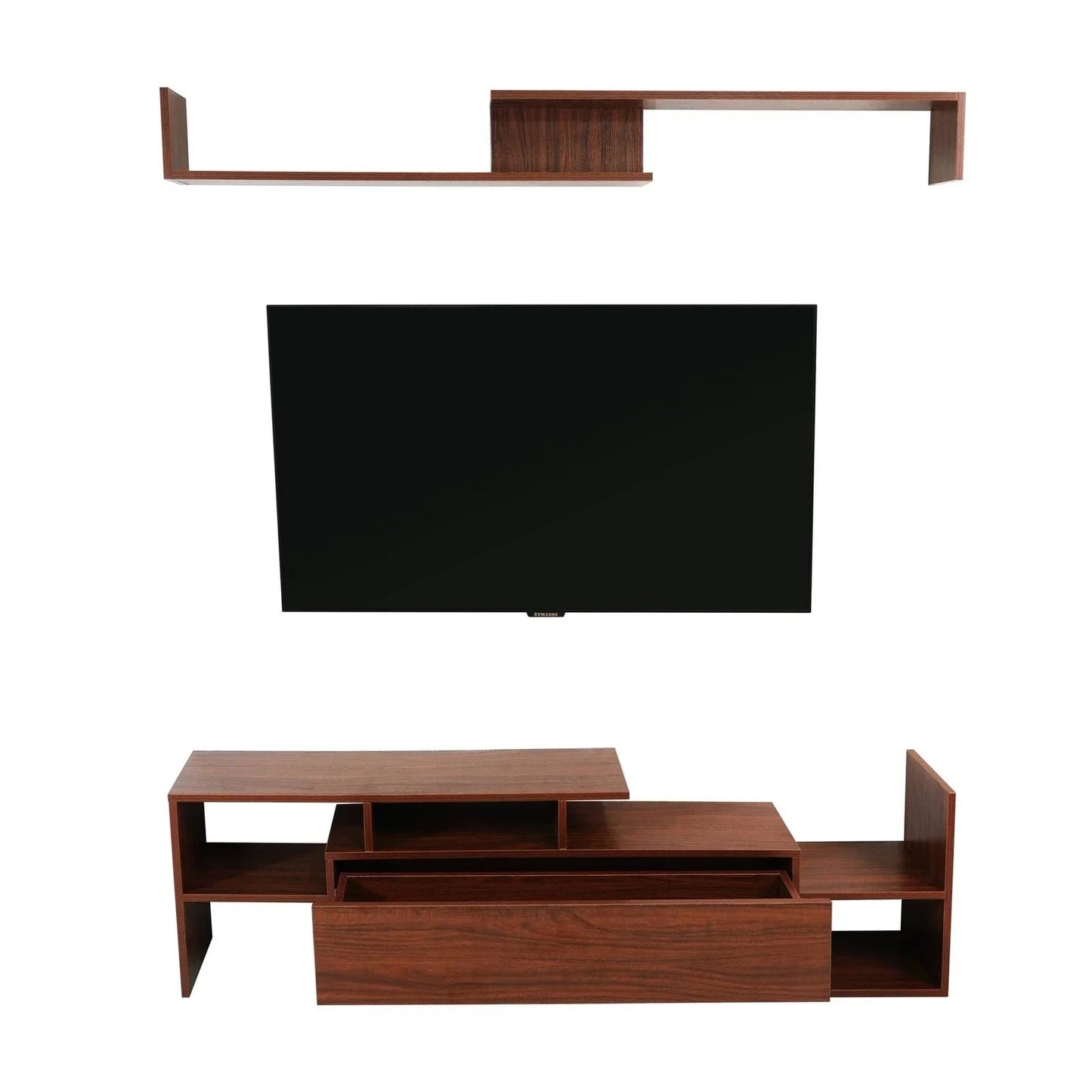 Surrey Modern TV Stand with MDF Shelves and Bookcase for Living Room - Elax Furniture