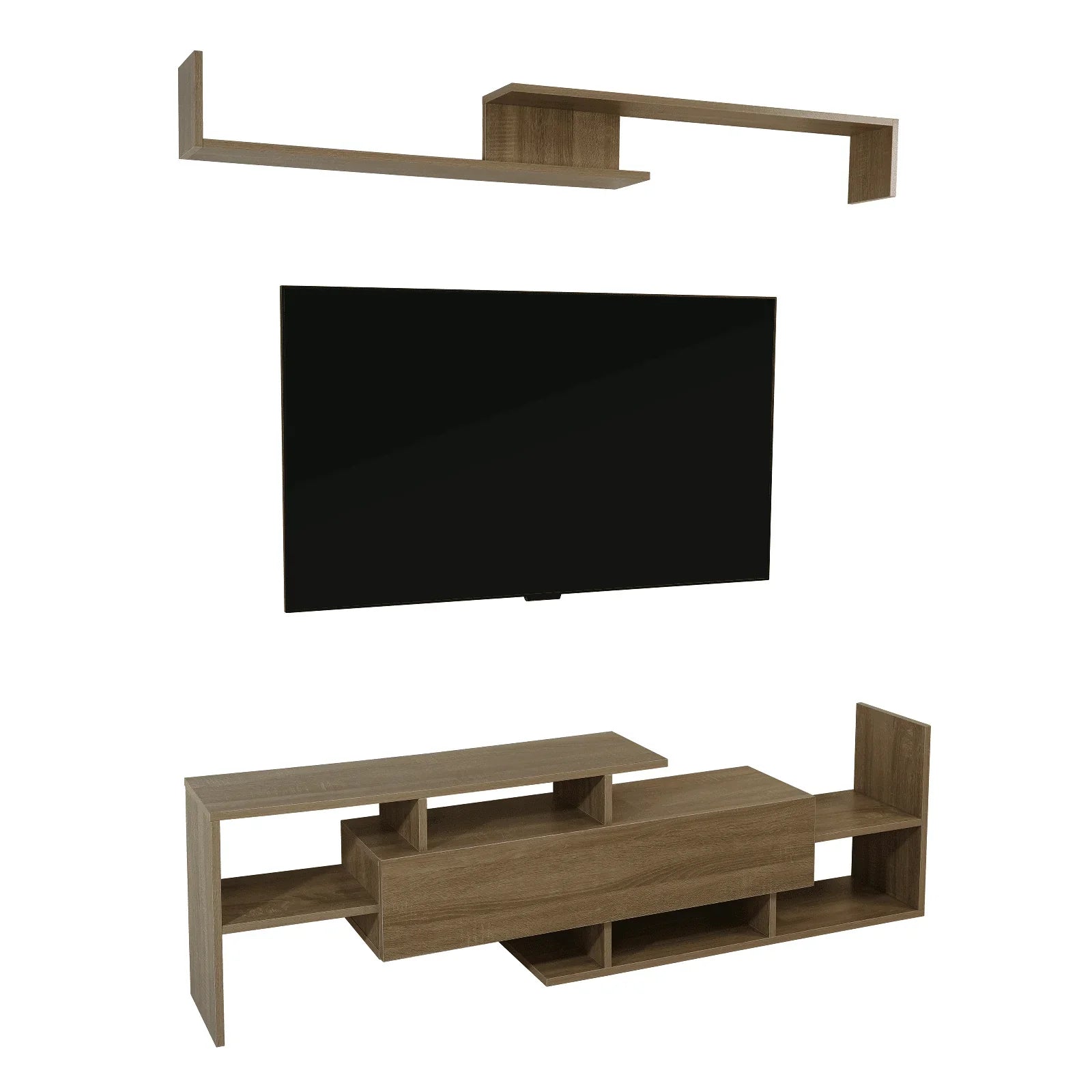 Surrey Modern TV Stand with MDF Shelves and Bookcase for Living Room - Elax Furniture