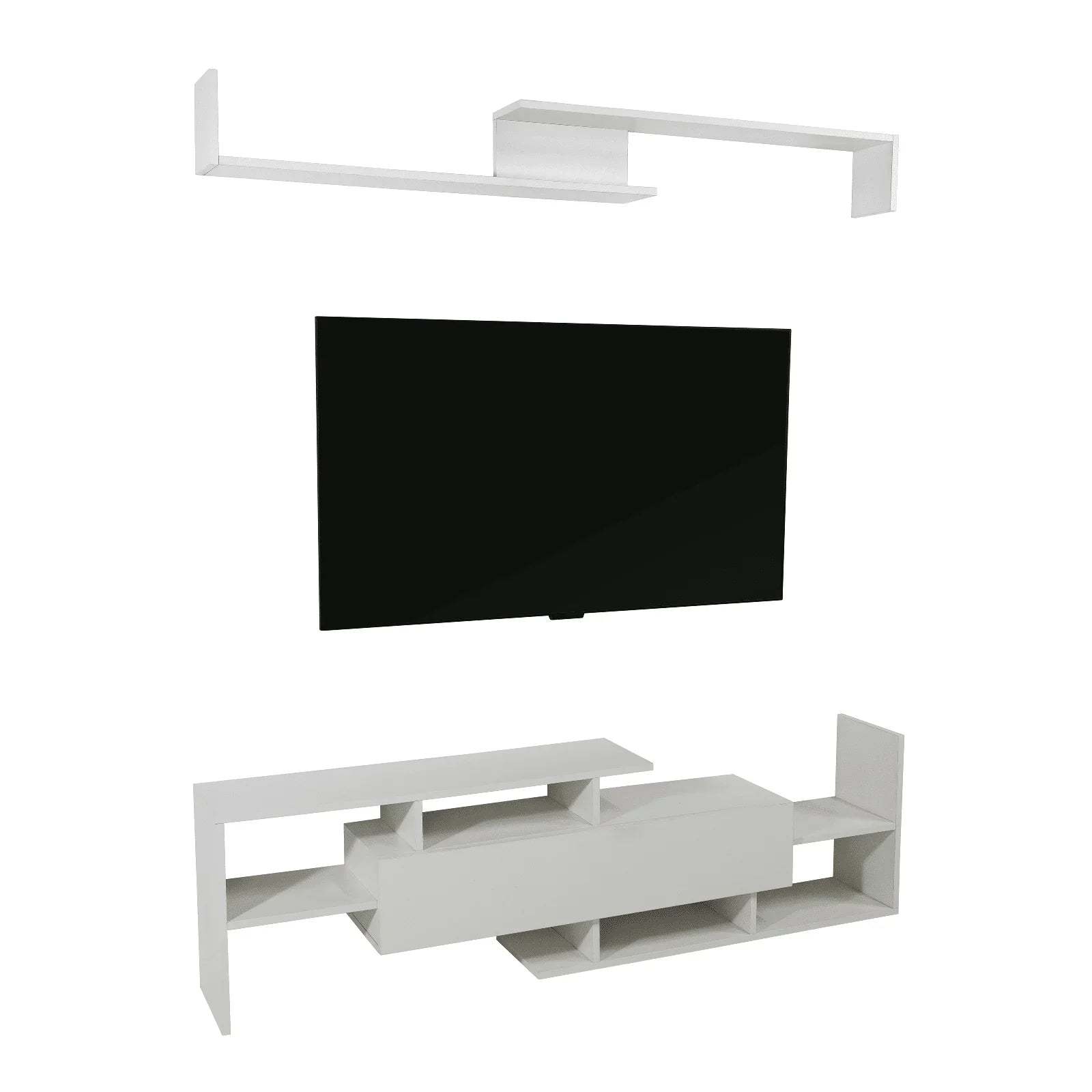 Surrey Modern TV Stand with MDF Shelves and Bookcase for Living Room - Elax Furniture