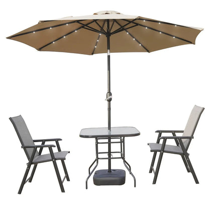 Sierra 9' Outdoor Patio Tilt Market Umbrella with Solar LED Lights - Elax Furniture