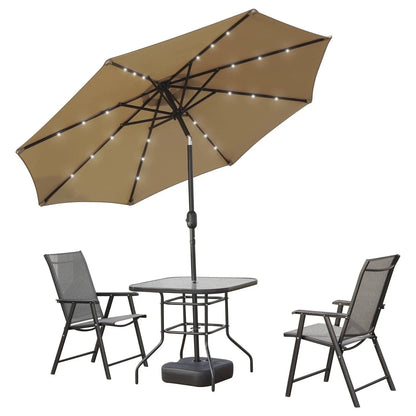 Sierra 9' Outdoor Patio Tilt Market Umbrella with Solar LED Lights - Elax Furniture