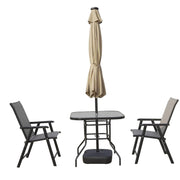 Sierra 9' Outdoor Patio Tilt Market Umbrella with Solar LED Lights - Elax Furniture