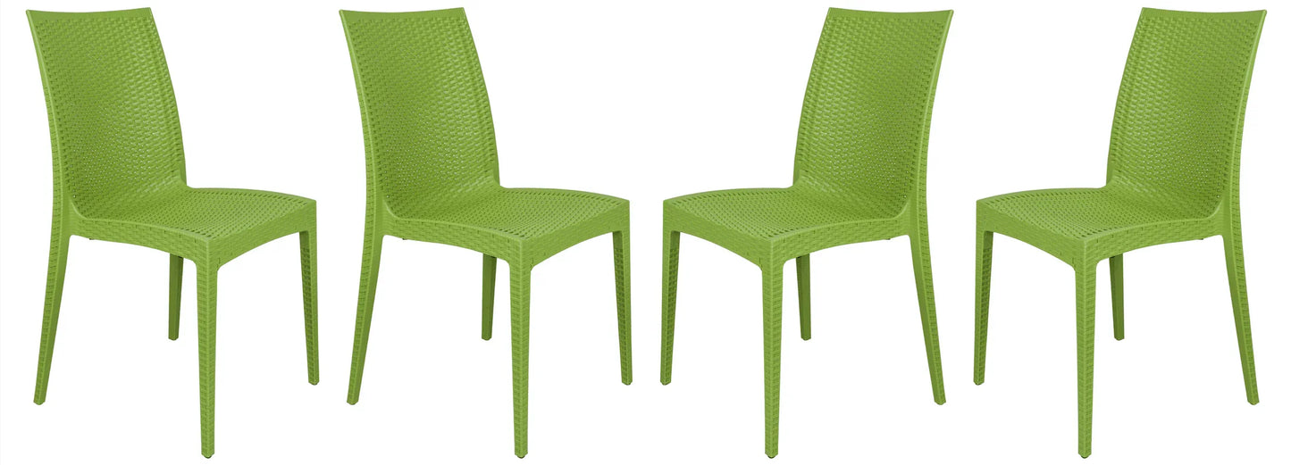 Mace Patio Outdoor Dining Chair with Weave Design in Polypropylene Set of 4 - Elax Furniture