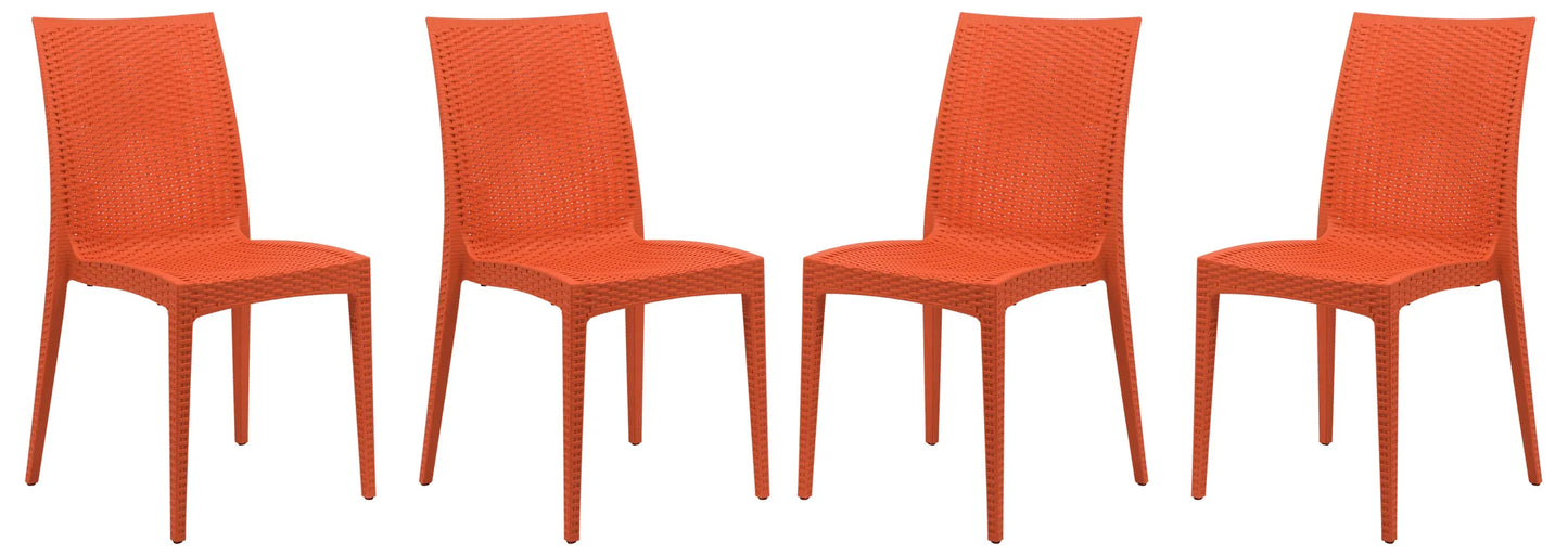 Mace Patio Outdoor Dining Chair with Weave Design in Polypropylene Set of 4 - Elax Furniture