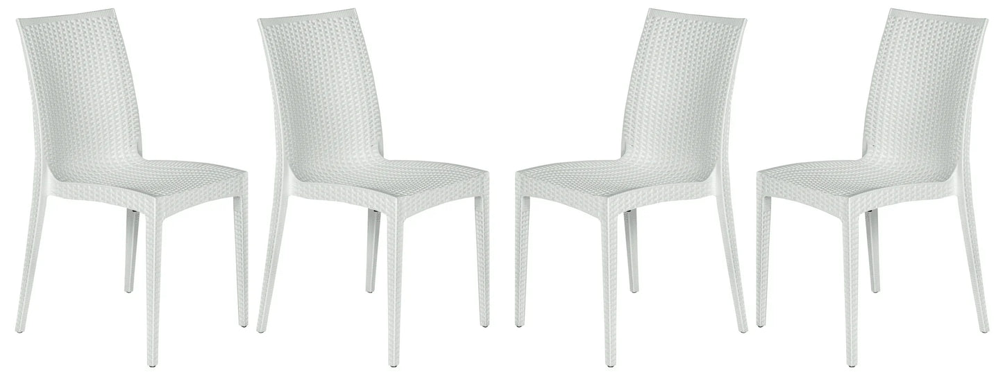 Mace Patio Outdoor Dining Chair with Weave Design in Polypropylene Set of 4 - Elax Furniture