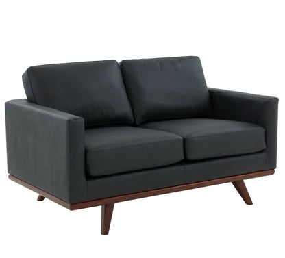 Birch Wood Base Leather/Mesh Loveseat - Chester Collection