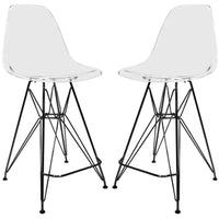 Cresco Modern Acrylic Barstool in Chrome Base for Kitchen and Dining Room Set of 2