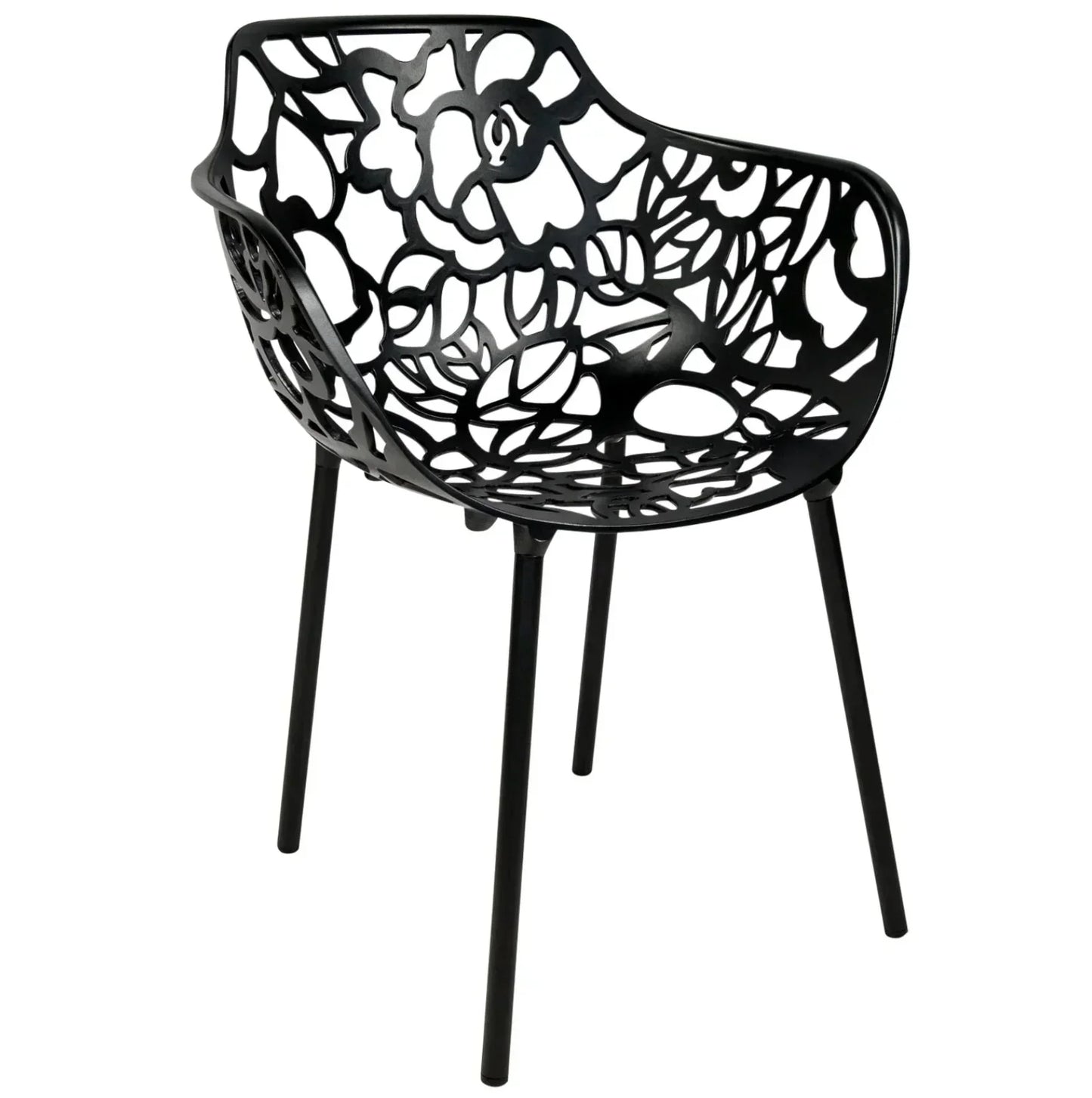 Devon Stackable Aluminum Outdoor Dining Armchairs with Flower Design