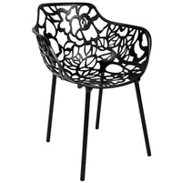 Devon Stackable Aluminum Outdoor Dining Armchairs with Flower Design
