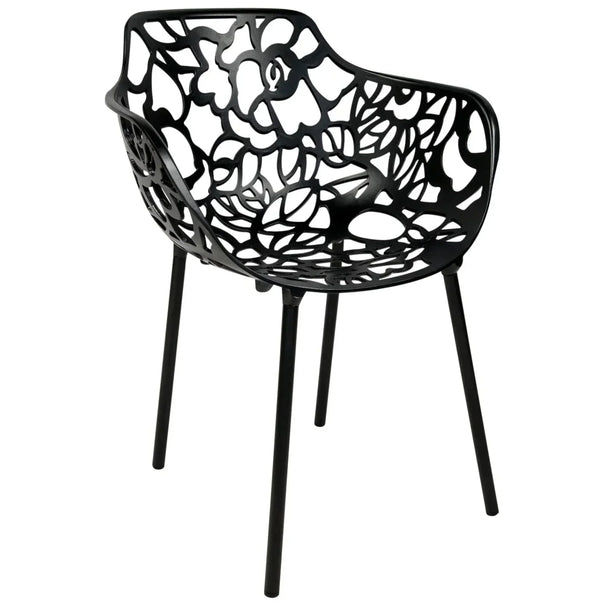 Devon Stackable Aluminum Outdoor Dining Armchairs with Flower Design