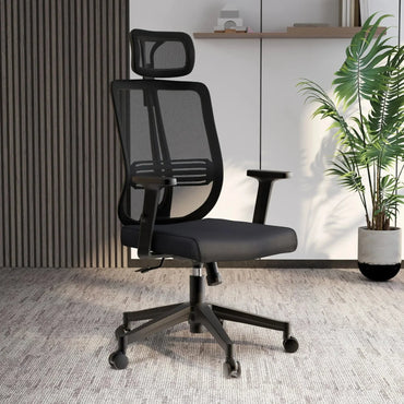 Nift Adjustable Upholstered Office Chair with Foam Filled Seat and Mesh Back and Headrest