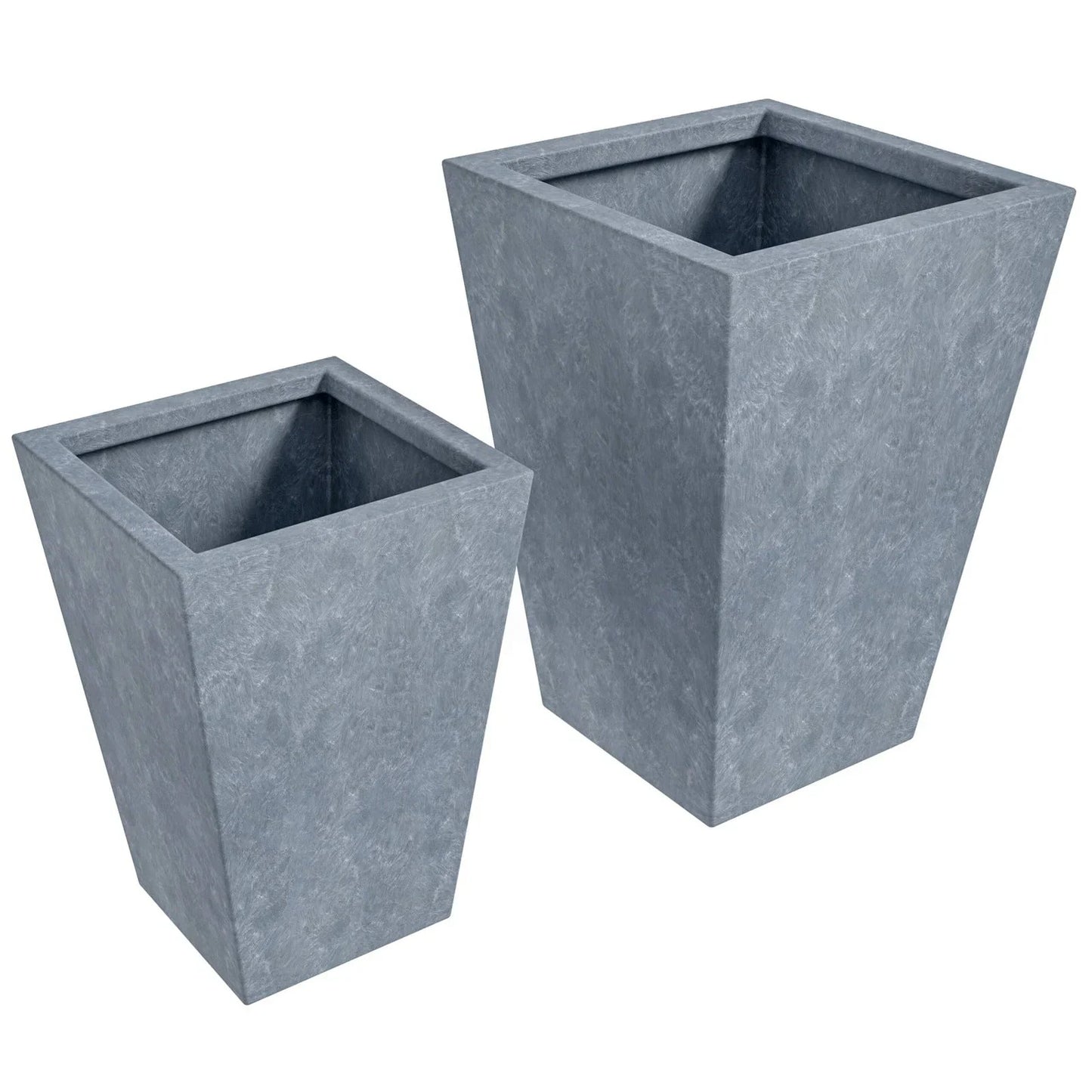 Serene Modern Fiberstone and Clay Tapered Square Planter Pot with Drainage Holes - Elax Furniture