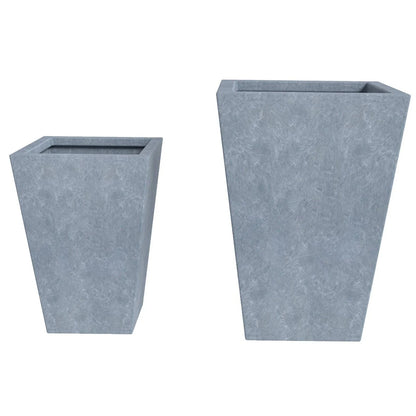 Serene Modern Fiberstone and Clay Tapered Square Planter Pot with Drainage Holes - Elax Furniture