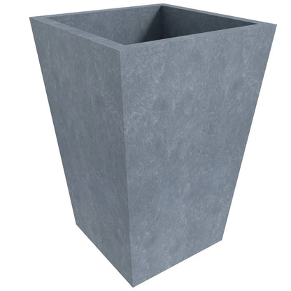 Serene Modern Fiberstone and Clay Tapered Square Planter Pot with Drainage Holes - Elax Furniture