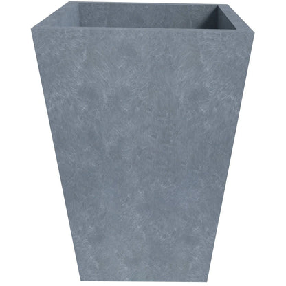 Serene Modern Fiberstone and Clay Tapered Square Planter Pot with Drainage Holes - Elax Furniture