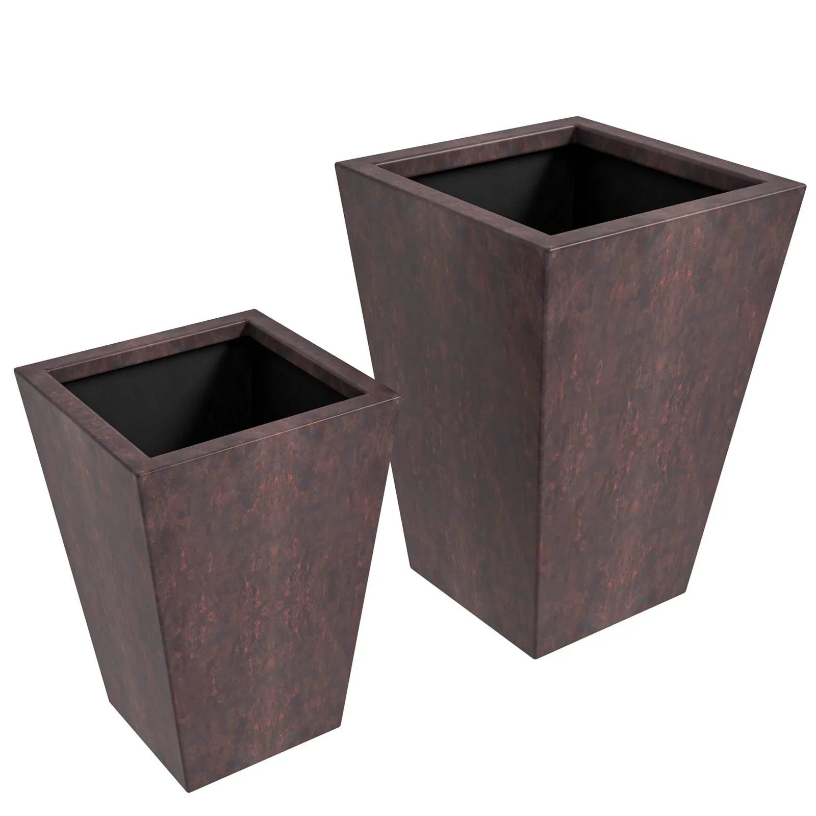 Serene Modern Fiberstone and Clay Tapered Square Planter Pot with Drainage Holes - Elax Furniture