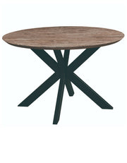 Ravenna 47-Inch Solid Wood Round Dining Table X-Shape Metal Legs