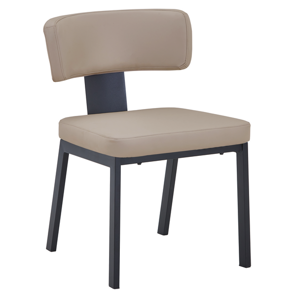 Teres Dining Chair with Leather Upholstery and Steel Legs