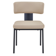 Teres Dining Chair with Leather Upholstery and Steel Legs