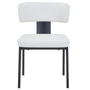 Teres Dining Chair with Leather Upholstery and Steel Legs