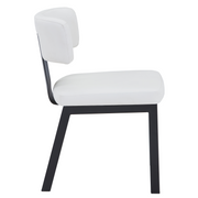 Teres Dining Chair with Leather Upholstery and Steel Legs