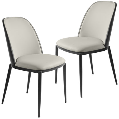 Tule Dining Side Chair with Upholstered Seat and Powder-Coated Steel Frame Set of 2
