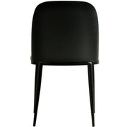Tule Dining Side Chair with Upholstered Seat and Powder-Coated Steel Frame Black Black Platinum Blue Dining Chair Leisuremod