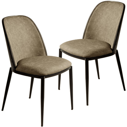 Tule Dining Side Chair with Upholstered Seat and Powder-Coated Steel Frame Set of 2