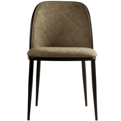 Tule Dining Side Chair with Upholstered Seat and Powder-Coated Steel Frame