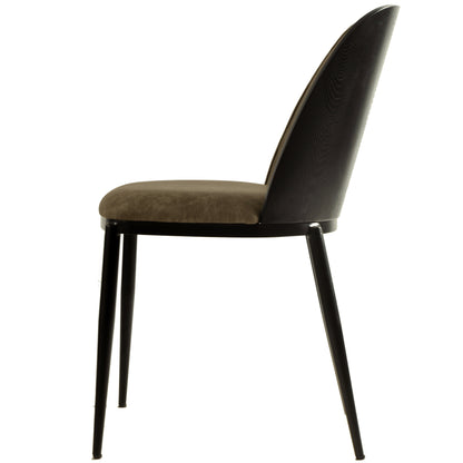 Tule Dining Side Chair with Upholstered Seat and Powder-Coated Steel Frame