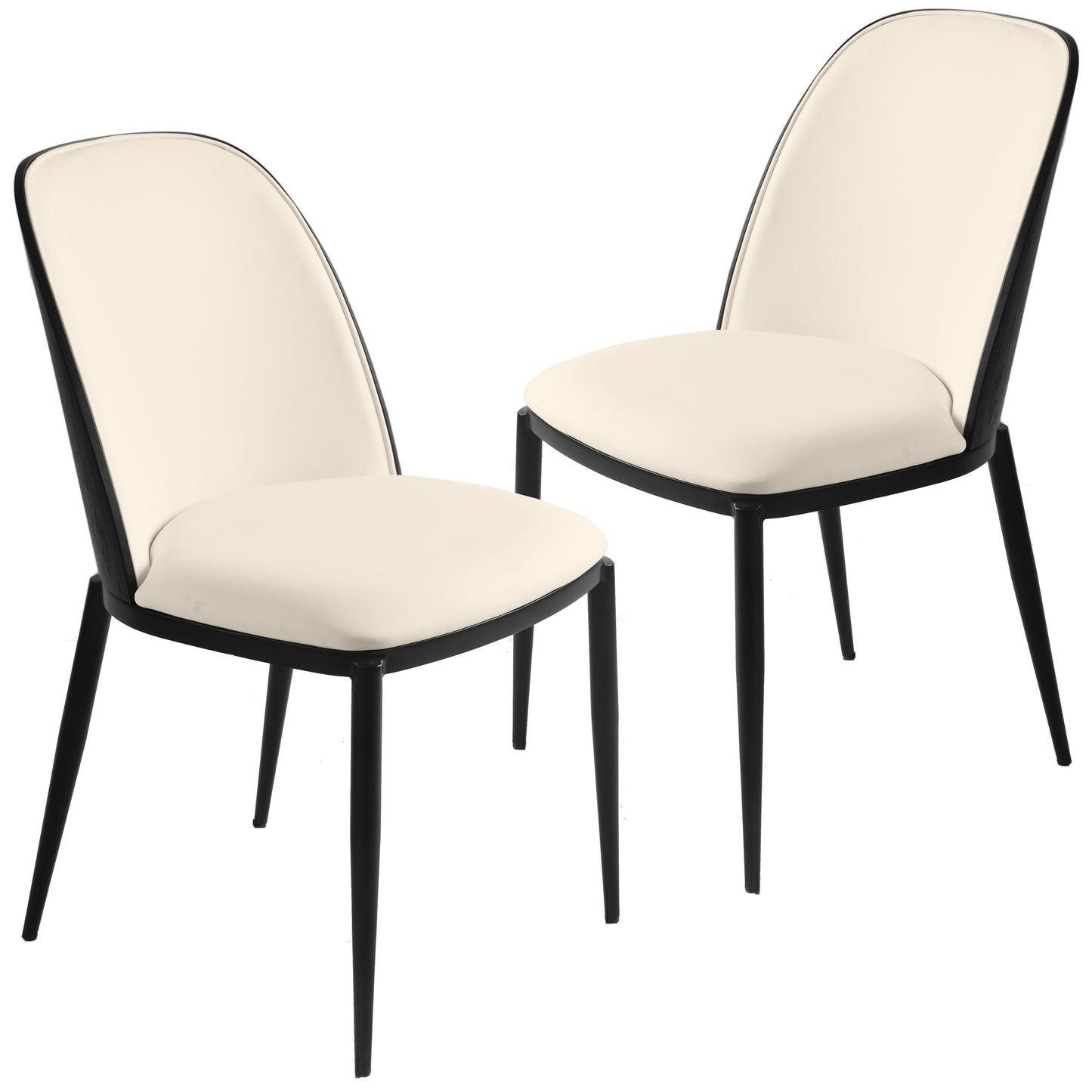 Tule Dining Side Chair with Upholstered Seat and Powder-Coated Steel Frame Set of 2