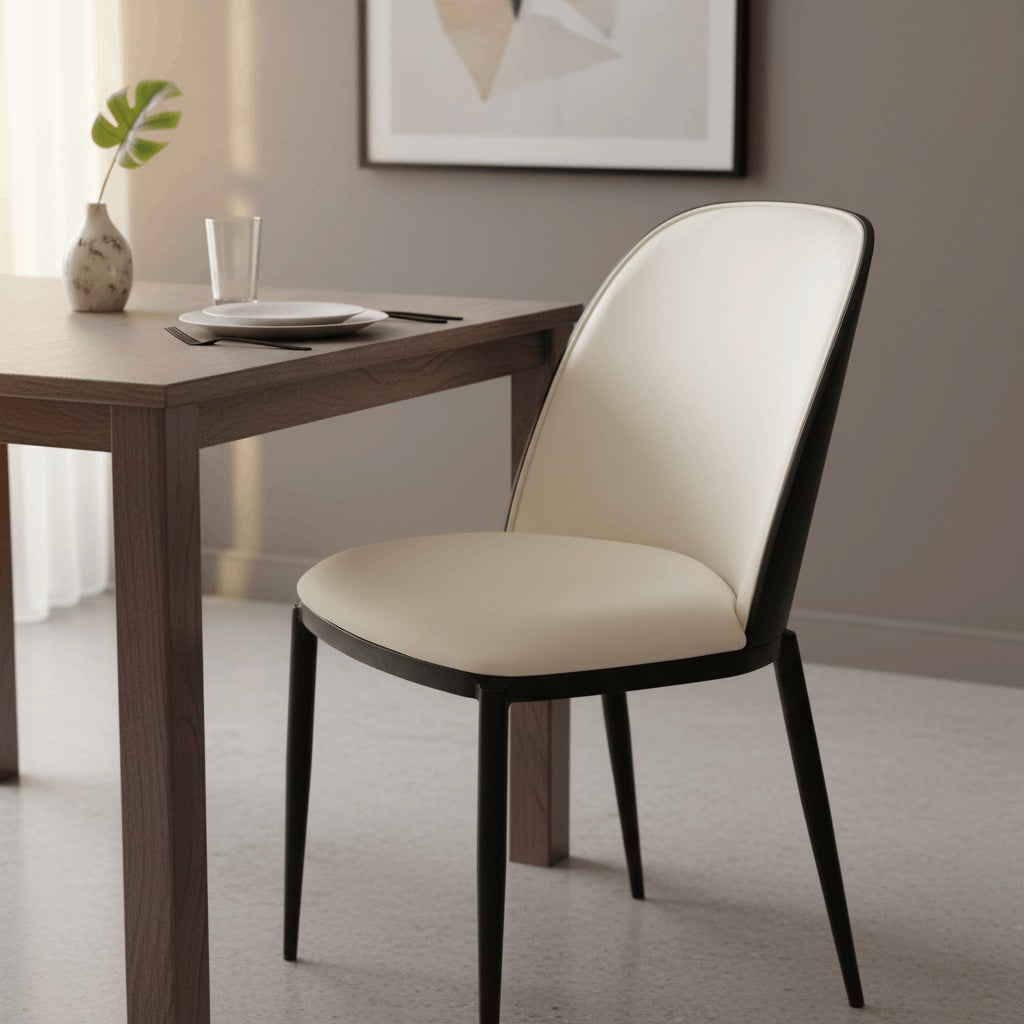Tule Dining Side Chair with Upholstered Seat and Powder-Coated Steel Frame
