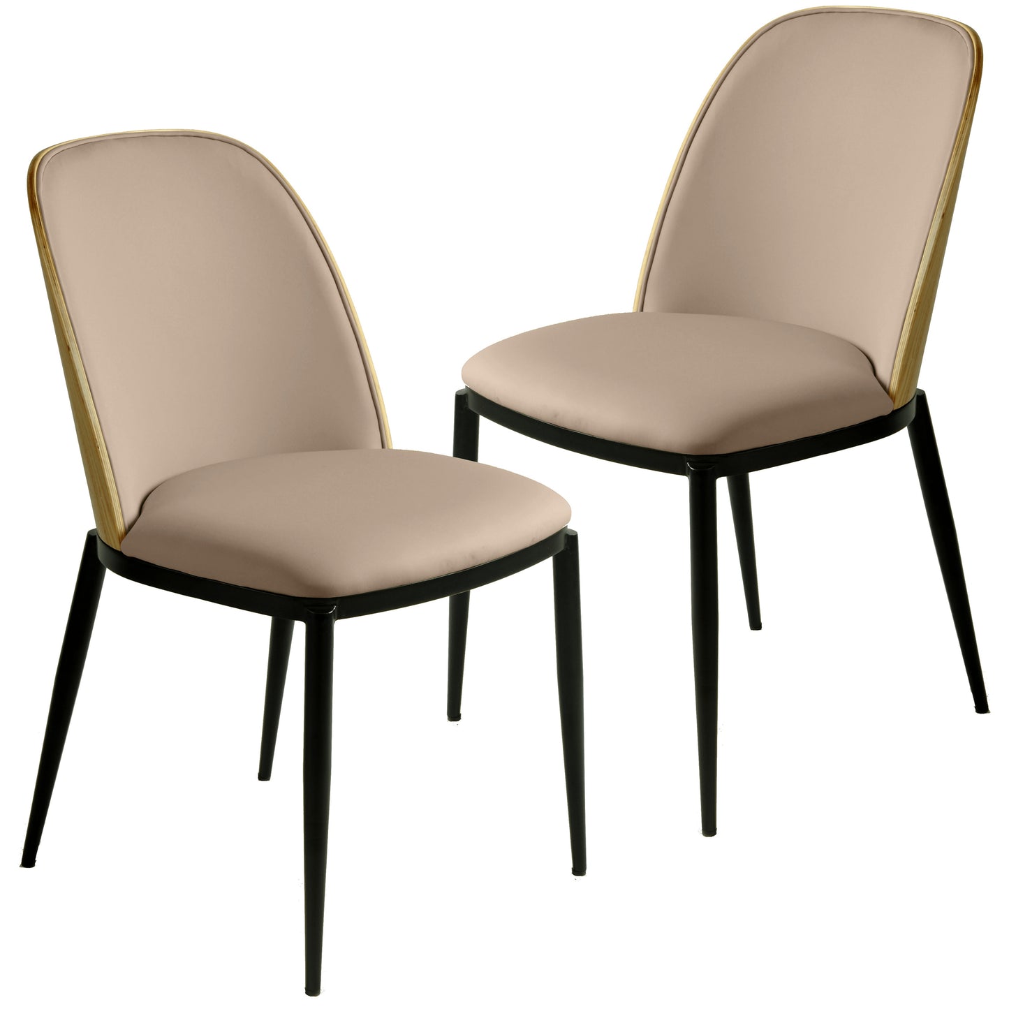Tule Dining Side Chair with Upholstered Seat and Powder-Coated Steel Frame Set of 2