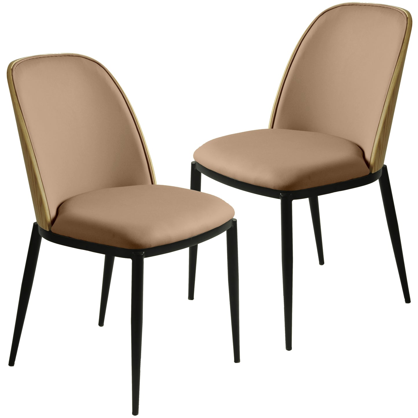 Tule Dining Side Chair with Upholstered Seat and Powder-Coated Steel Frame Set of 2