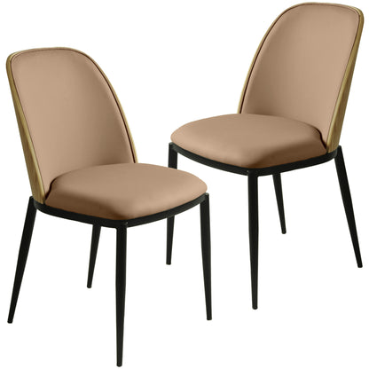 Tule Dining Side Chair with Upholstered Seat and Powder-Coated Steel Frame Set of 2
