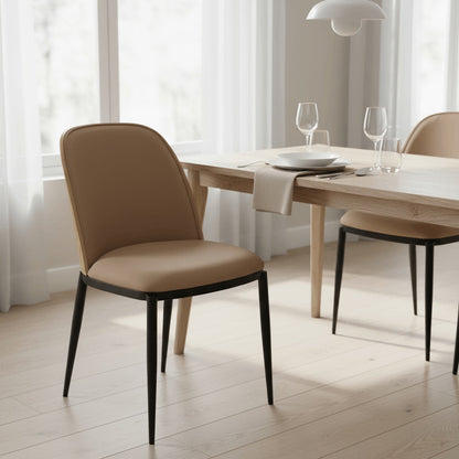 Tule Dining Side Chair with Upholstered Seat and Powder-Coated Steel Frame Set of 2