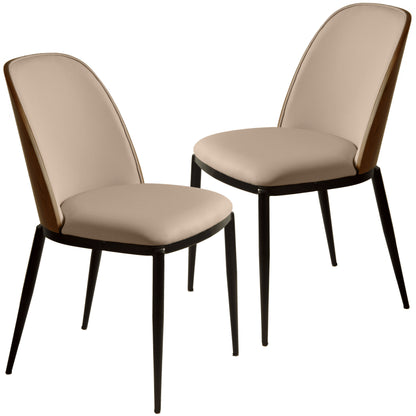 Tule Dining Side Chair with Upholstered Seat and Powder-Coated Steel Frame Set of 2