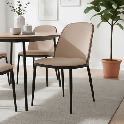 Tule Dining Side Chair with Upholstered Seat and Powder-Coated Steel Frame